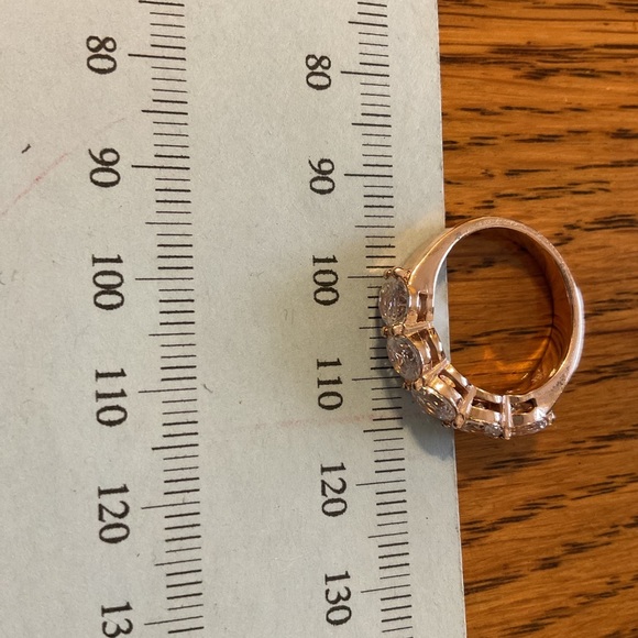 NEW/WITHOUT TAGS ITALY, 925 STERLING ROSE GOLD CUBIC ZIRCONIA WEDDING SET SIZE 6 - Picture 15 of 16